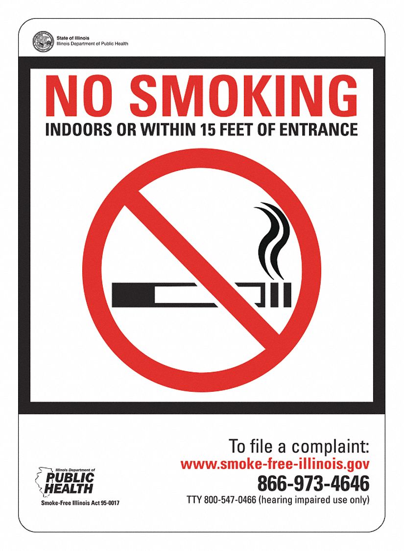 Reflective  No Smoking Sign: Aluminum, Mounting Holes Sign Mounting, 14 in x 10 in Nominal Sign Size