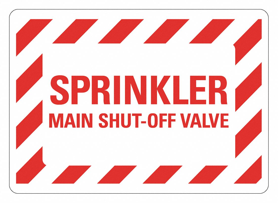 Reflective Sprinker Shut Off Sign: Aluminum, Mounting Holes Sign Mounting, Engineer Grade