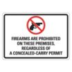 Firearms Are Prohibited On These Premises, Regardless Of A Concealed-Carry Permit Signs