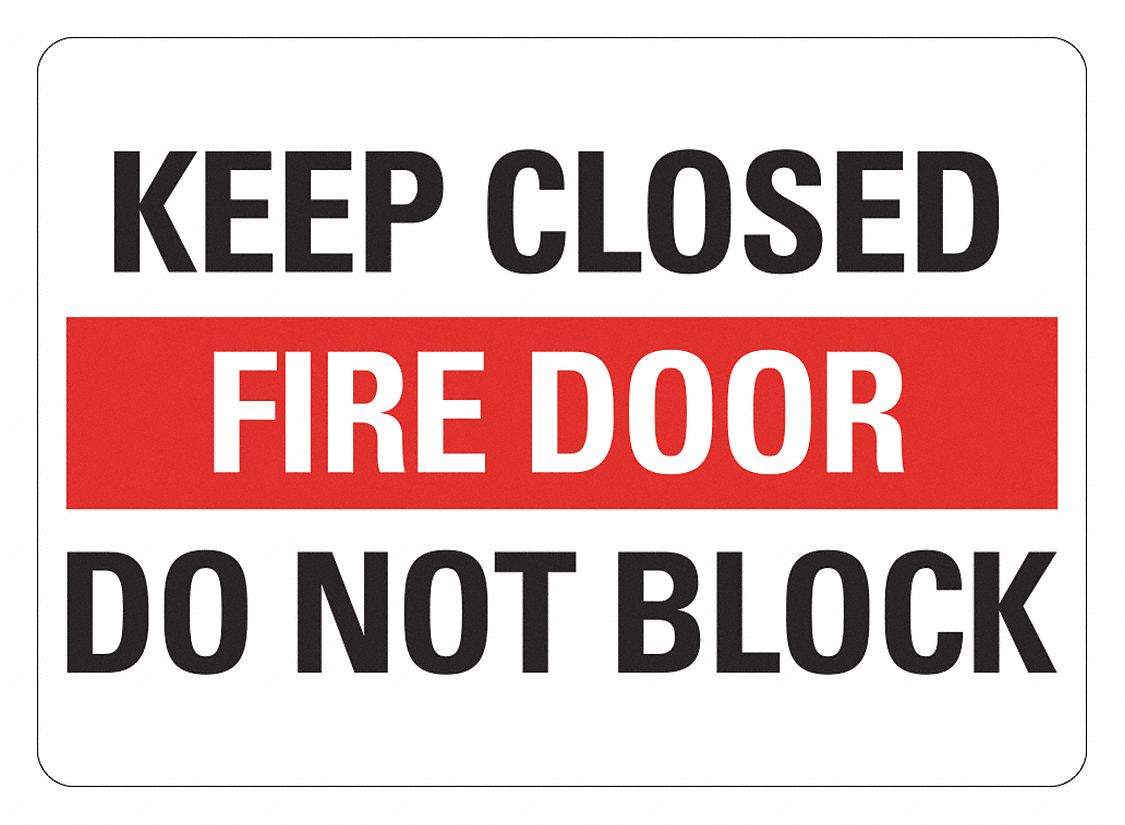 Reflective Fire Door Sign: Aluminum, Mounting Holes Sign Mounting, 7 in x 10 in Nominal Sign Size