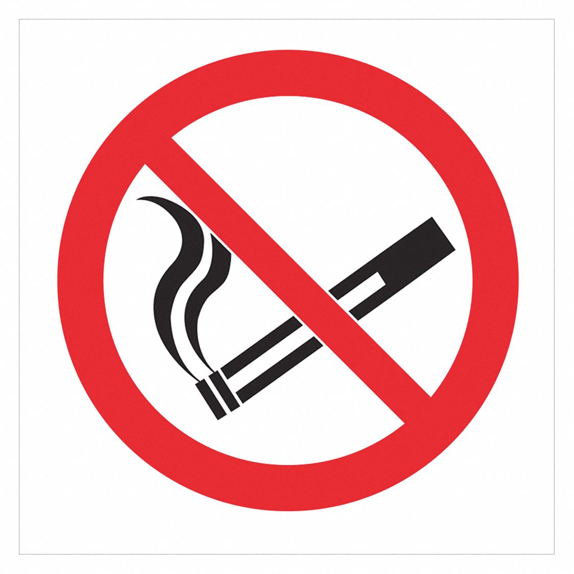 No Smoking Sign: Polyester, Adhesive Sign Mounting, 6 in x 6 in Nominal Sign Size, 2 PK