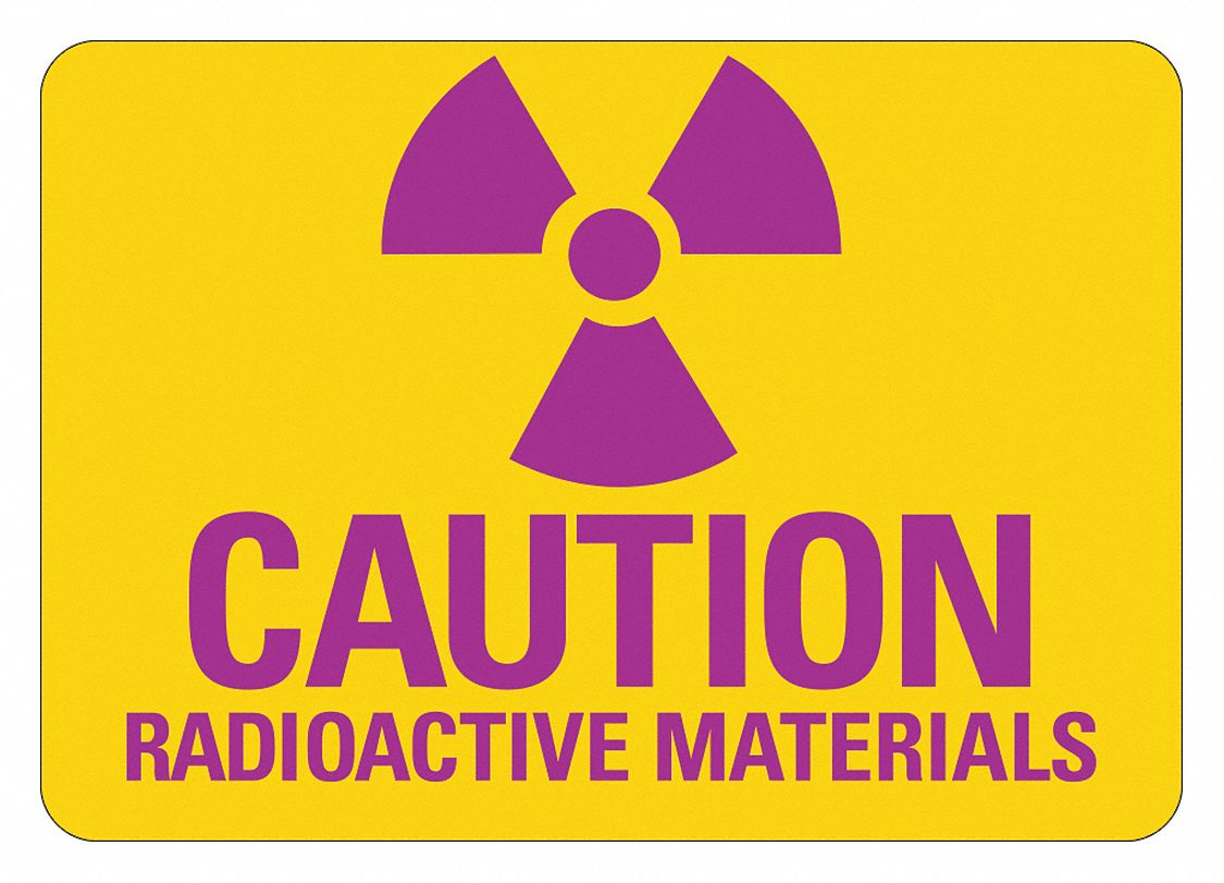 LYLE Radiation Sign, Radioactive Materials, Sign Header Caution, Aluminum, 7 in x 10 in 484J88