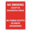 No Smoking Except In Designated Areas/No Fumar Excepto En Areas Designadas Signs