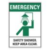 Emergency: Safety Shower. Keep Area Clear. Signs