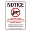 Notice: It Is Illegal To Carry A Firearm, Deadly Weapon, Or Dangerous Ordnance Anywhere On These Premises, Unless Otherwise Authorized By Law Signs