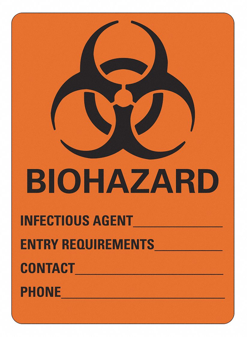 Biohazard Sign, 14 in x 10 in, Plastic