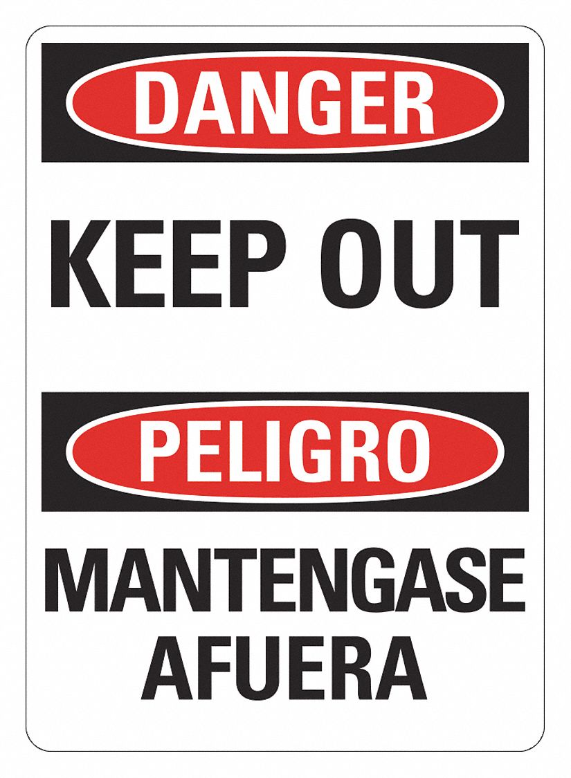 Danger Sign, 14 in x 10 in, Plastic