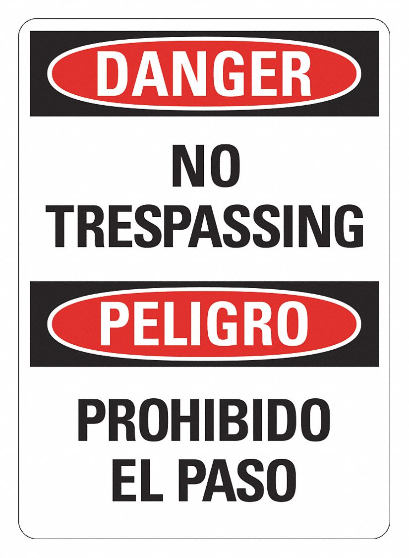 Danger Sign: Plastic, Mounting Holes Sign Mounting, 14 in x 10 in Nominal Sign Size, 0.055 in Thick