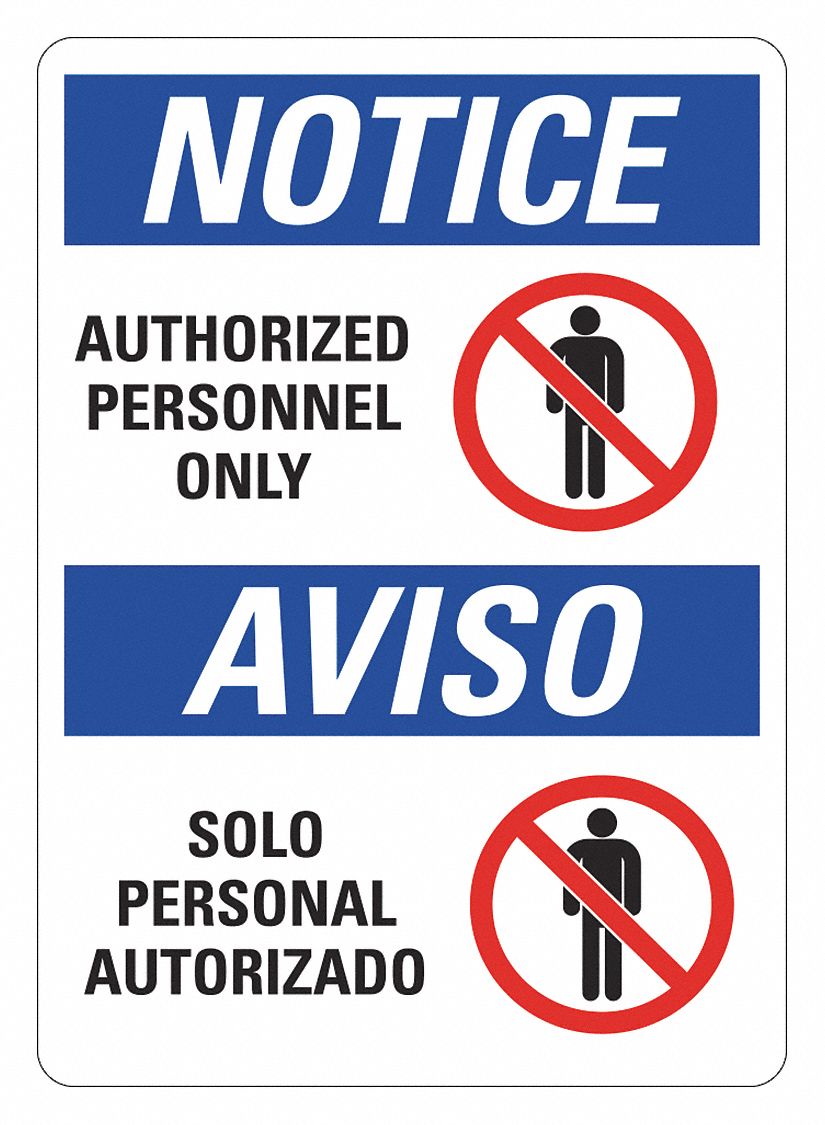 Office and Facility Sign: Plastic, Mounting Holes Sign Mounting, 14 in x 10 in Nominal Sign Size