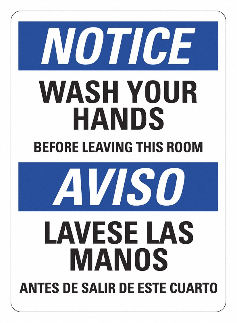 Office and Facility Sign: Plastic, Mounting Holes Sign Mounting, 14 in x 10 in Nominal Sign Size