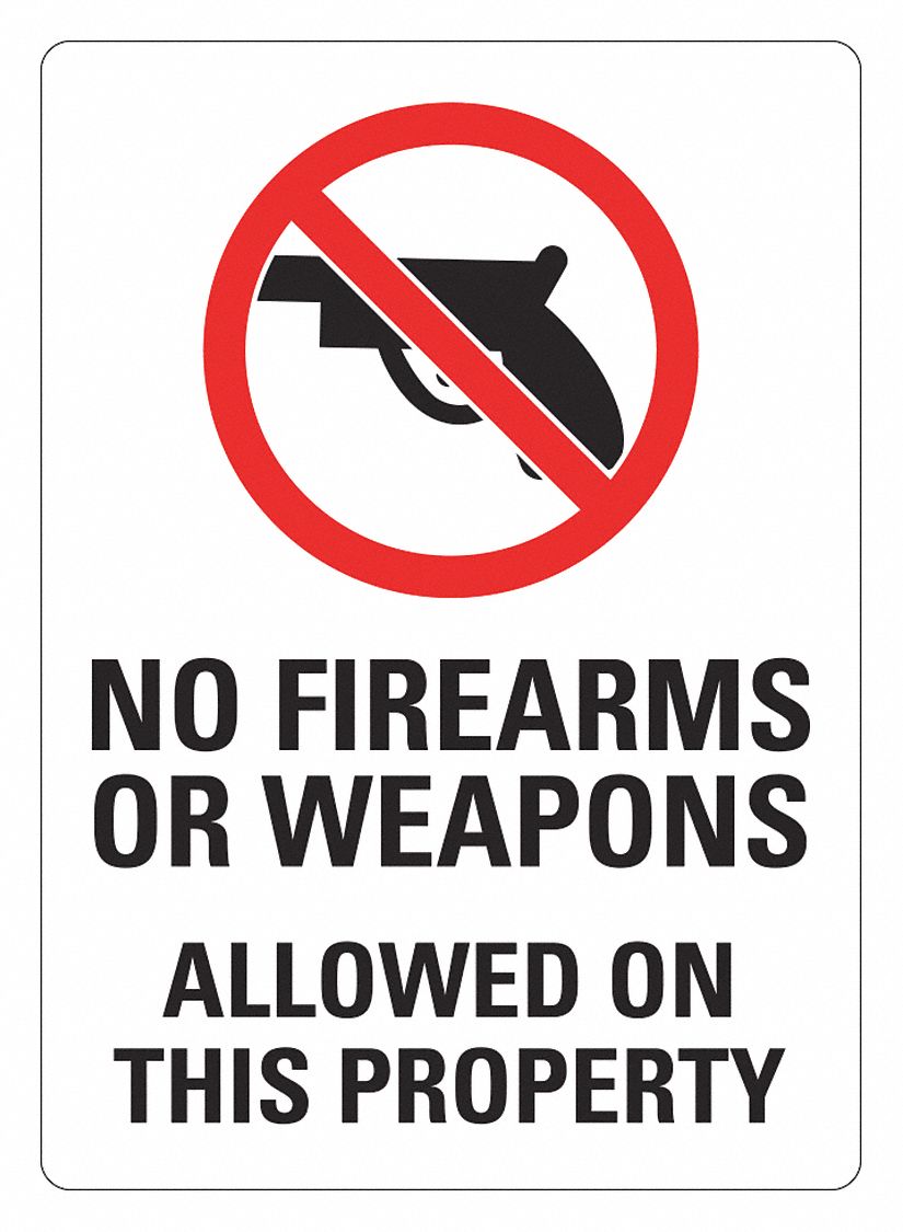 Aluminum, Mounting Holes Sign Mounting, Reflective Weapons Notice Sign ...