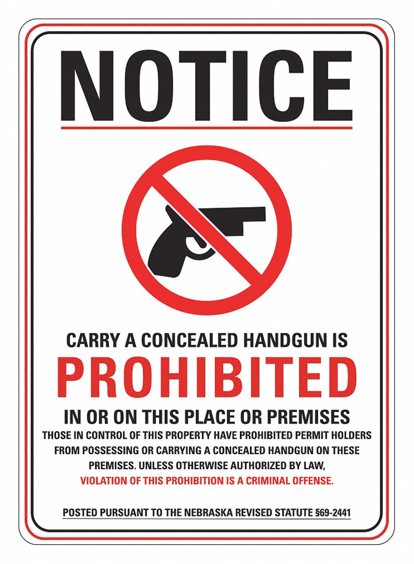 Reflective Weapons Notice Sign: Aluminum, Mounting Holes Sign Mounting, Engineer Grade