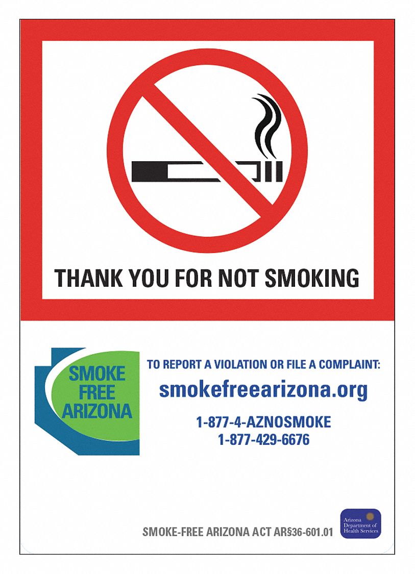 Rflct No Smoking Sign, 10x7in, Aluminum