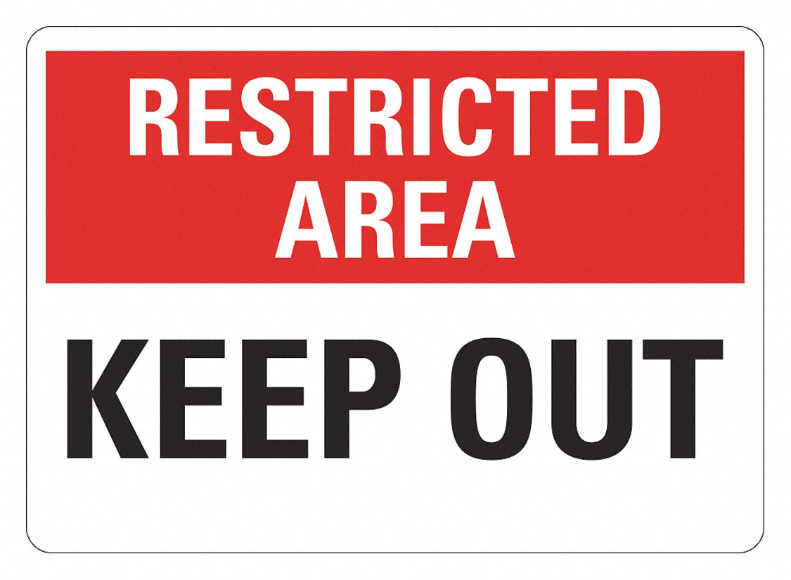 Reflective  Restricted Area Sign: Aluminum, Mounting Holes Sign Mounting, Engineer Grade