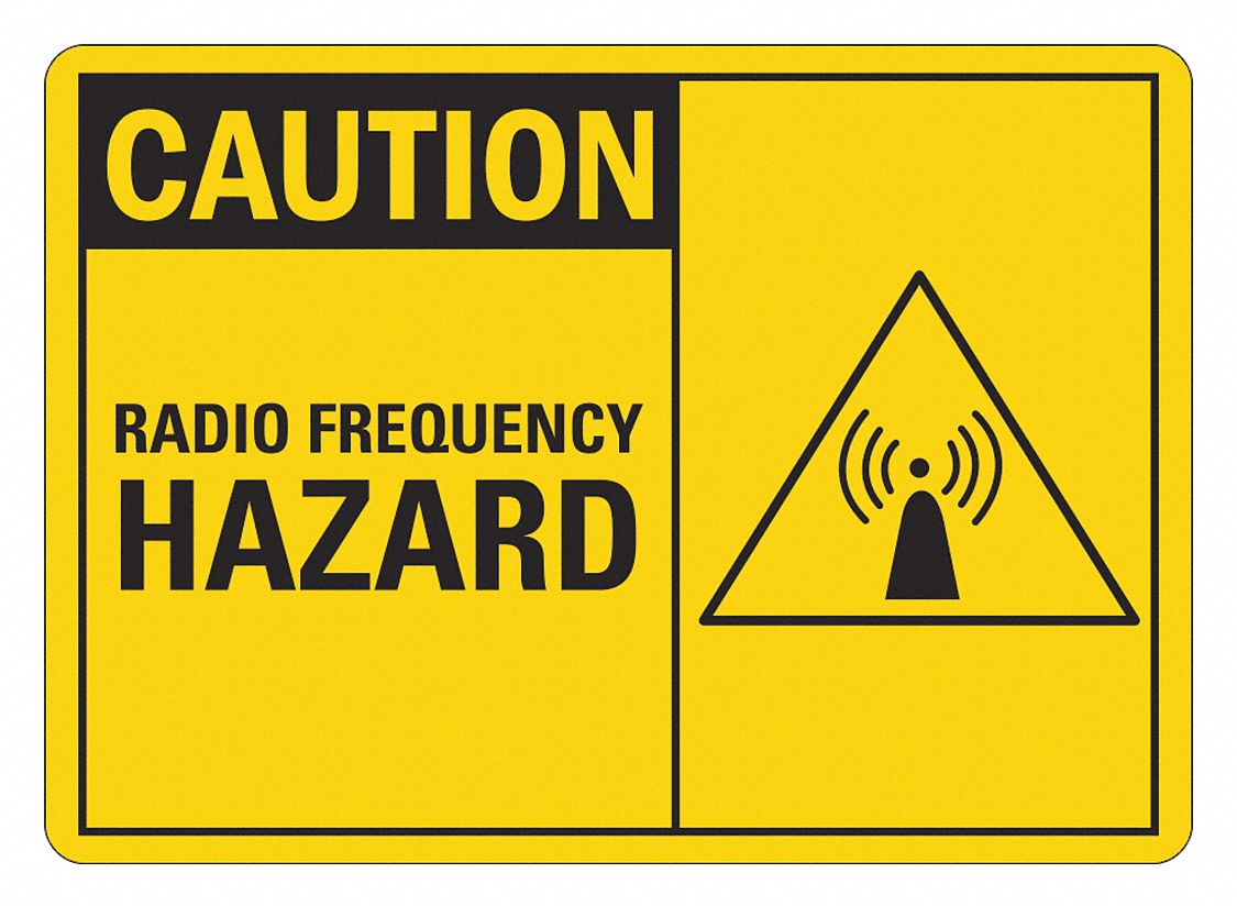 Rflct Radio Fields Caution Sign, 7x14in
