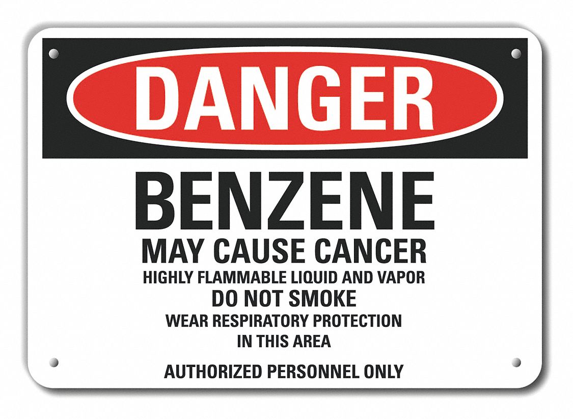 Rflct Benzene Danger Sign, 10x14in, Alum