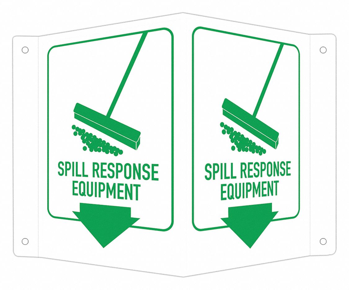 Aluminum Spill Control Sign: Aluminum, Mounting Holes Sign Mounting, Not Retroreflective
