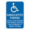 Handicapped Parking Special Plate Required Unauthorized Vehicles May Be Removed At Owner's Expense Signs (Massachusetts)