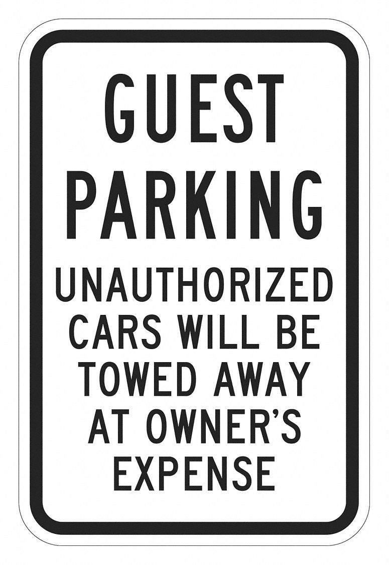 Parking Sign: 18 in x 12 in Nominal Sign Size, Aluminum, 0.063 in, High Intensity Prismatic