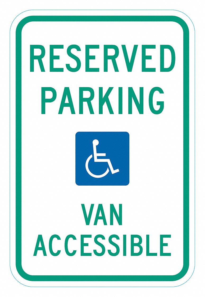 Handicap Sign: 18 in x 12 in Nominal Sign Size, Aluminum, 0.063 in, High Intensity Prismatic