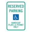 Reserved Parking Handicap Plate Or Permit Only Signs