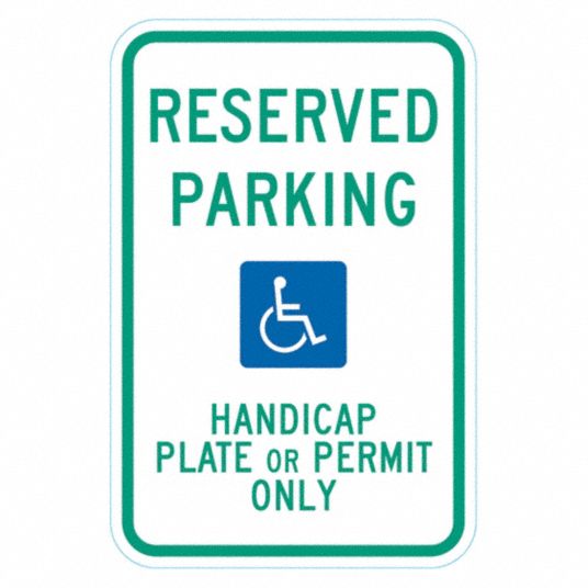 18 in x 12 in Nominal Sign Size, Aluminum, Handicap Sign - 484M69|T1 ...