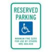 Reserved Parking Minimum Fine $250 For Use By Others NRS 484.408 Signs (Nevada)