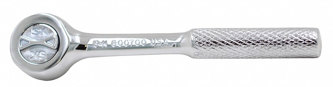 HAND RATCHET, 4 1/2 IN, CHROME, 1/4 IN
