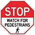 Stop, Watch for Pedestrians Floor Signs