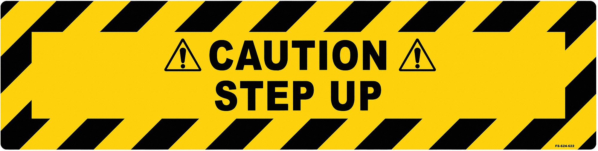 ANTI-SLIP FLOOR SIGN, VINYL, ADHESIVE MOUNT, 6 IN X 24 IN NOMINAL SIGN SIZE, 0.012 IN THICK, CAUTION STEP UP