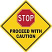 Stop, Proceed With Caution Floor Signs image