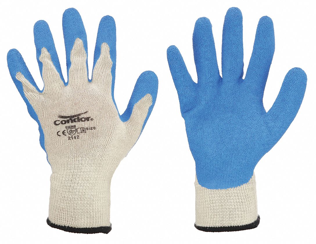 COATED GLOVES, 2XL (11), ROUGH, LATEX, DIPPED PALM, ANSI ABRASION LEVEL 3, KNIT CUFF