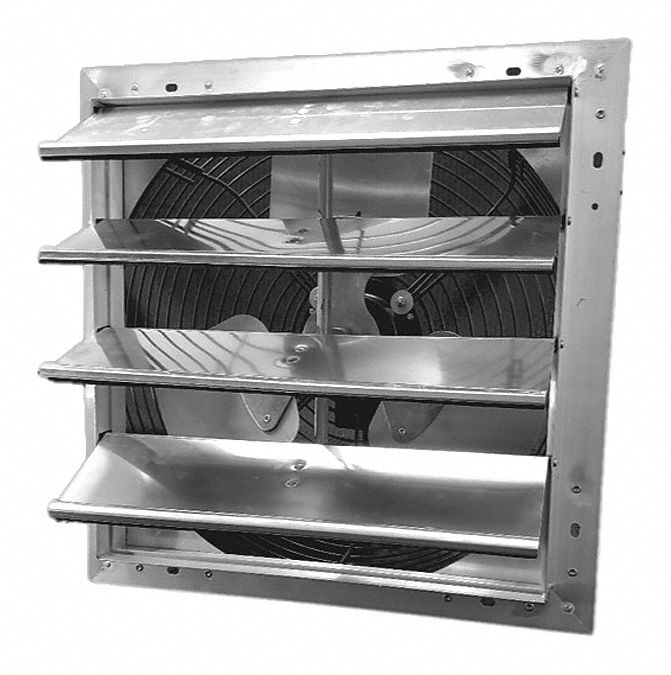 Shutter Mount Exhaust Fan: 16 in Blade, Variable Speed, 1/10 hp, Totally Enclosed Air Over, 115V AC