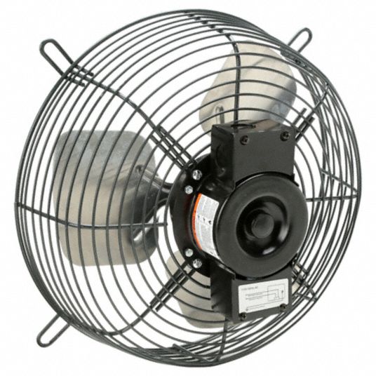 DAYTON Guard-Mounted Exhaust Fan: 12 in Blade, 1/15 hp, Totally Enclosed  Air Over, 830 cfm, 115V AC