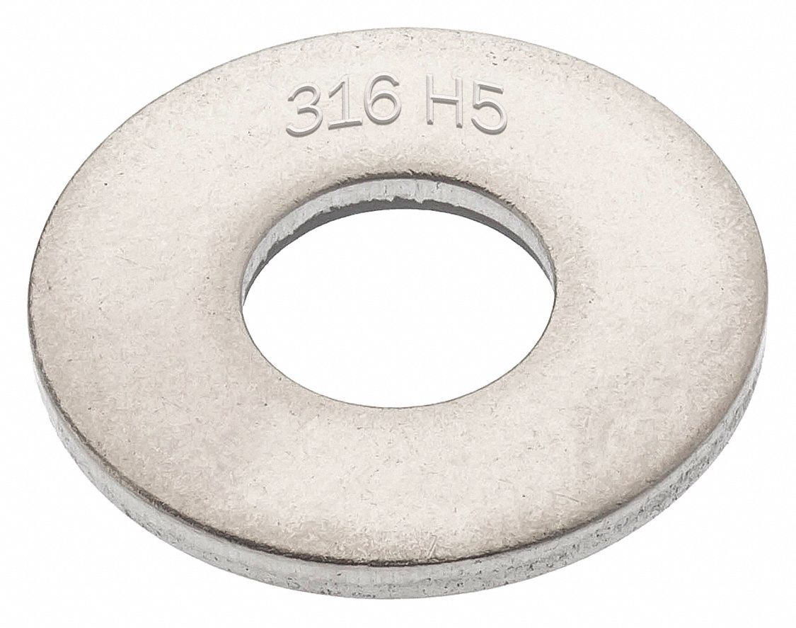 AMPG Stainless Steel Flat Washer, Plain Fastener Finish, Fits Bolt