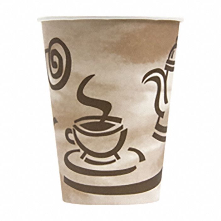 Disp Hot Cup, 12 oz, Brown/White, PK1000