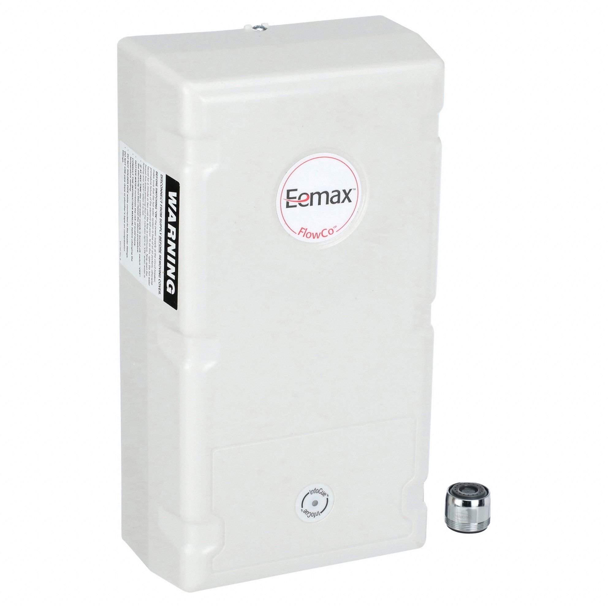 Electric Tankless Water Heater: Indoor, 9, 500 W, 2 gpm Max. Flow Rate, 10.75 in Overall Ht