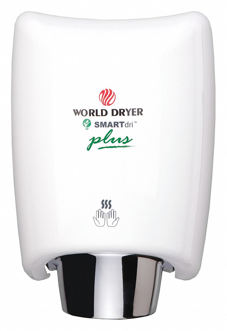 WORLD DRYER, Auto, 10 sec Dry Time, Hand Dryer 485D09K974P2 Grainger
