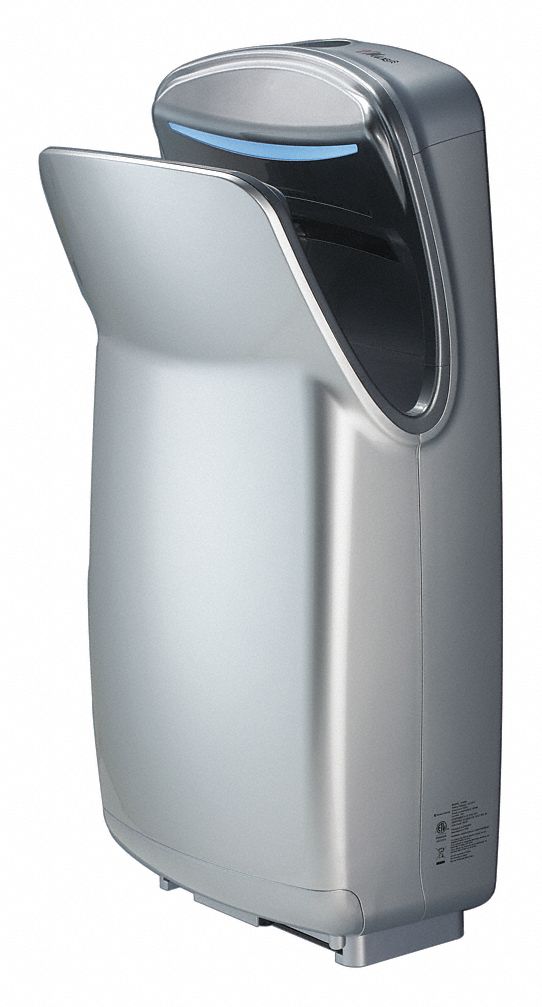 WORLD DRYER Hand Dryer Integral, ABS Plastic, Silver, 10 to 12 sec Dry