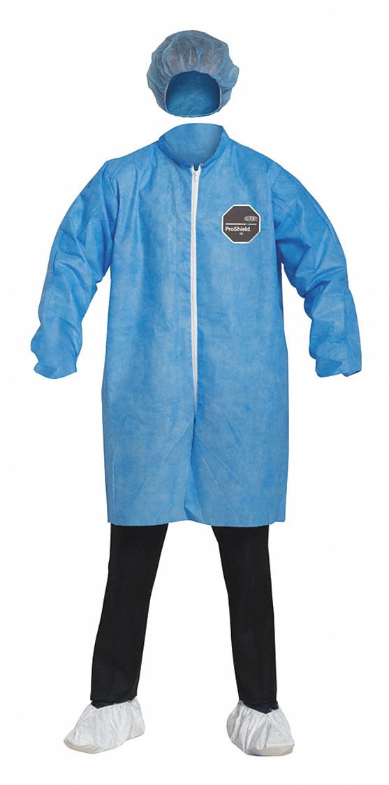 DUPONT DISPOSABLE LAB COAT PROSHIELD 3 POCKETS KNIT COLLAR BLUE L Liquid Particulate Protective Lab Coats Frocks DUCPB219SBULG00 PB219SBULG003000 Grainger Canada