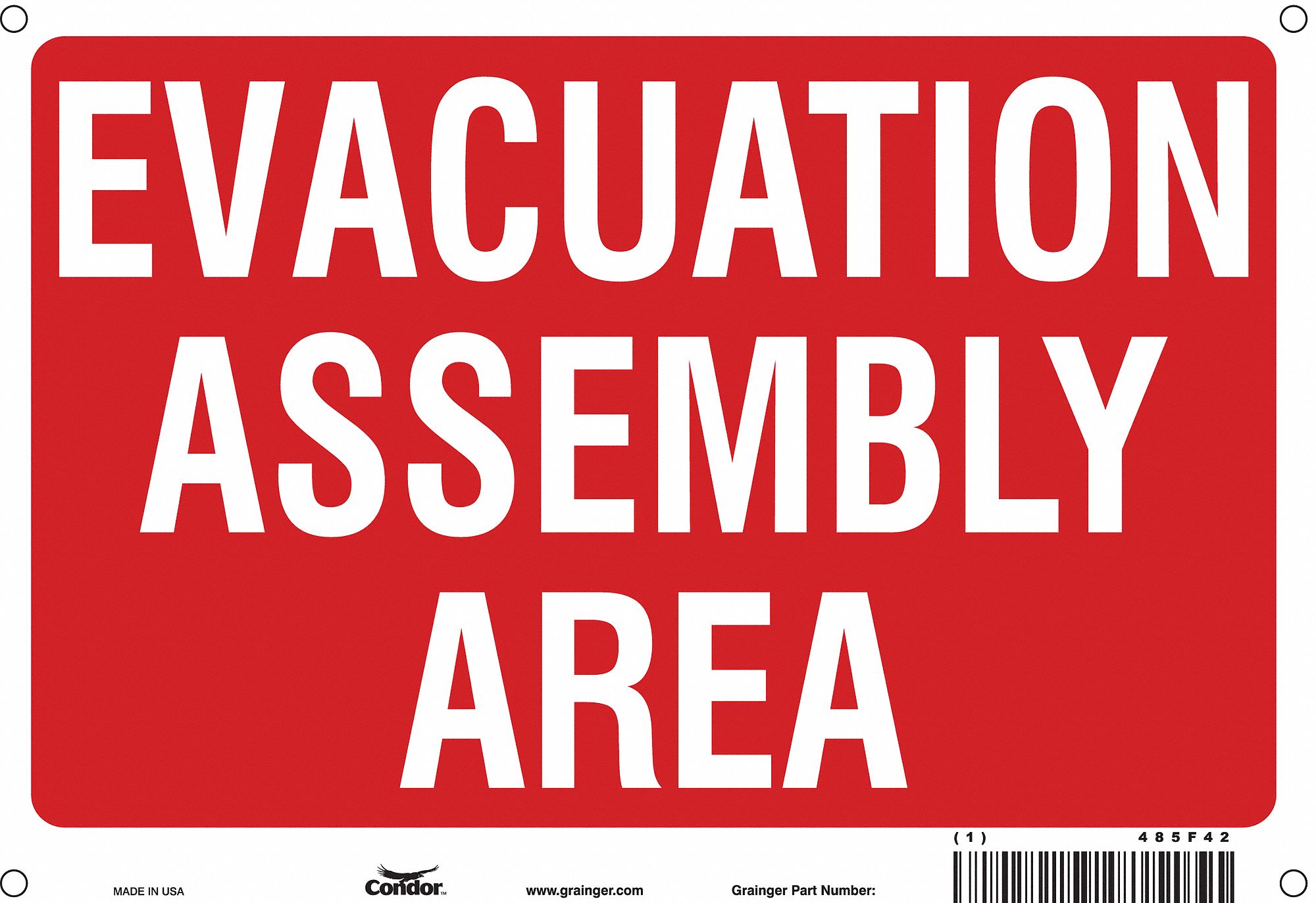Safety Sign: Polyethylene, Mounting Holes Sign Mounting, 7 in x 10 in Nominal Sign Size, No Header