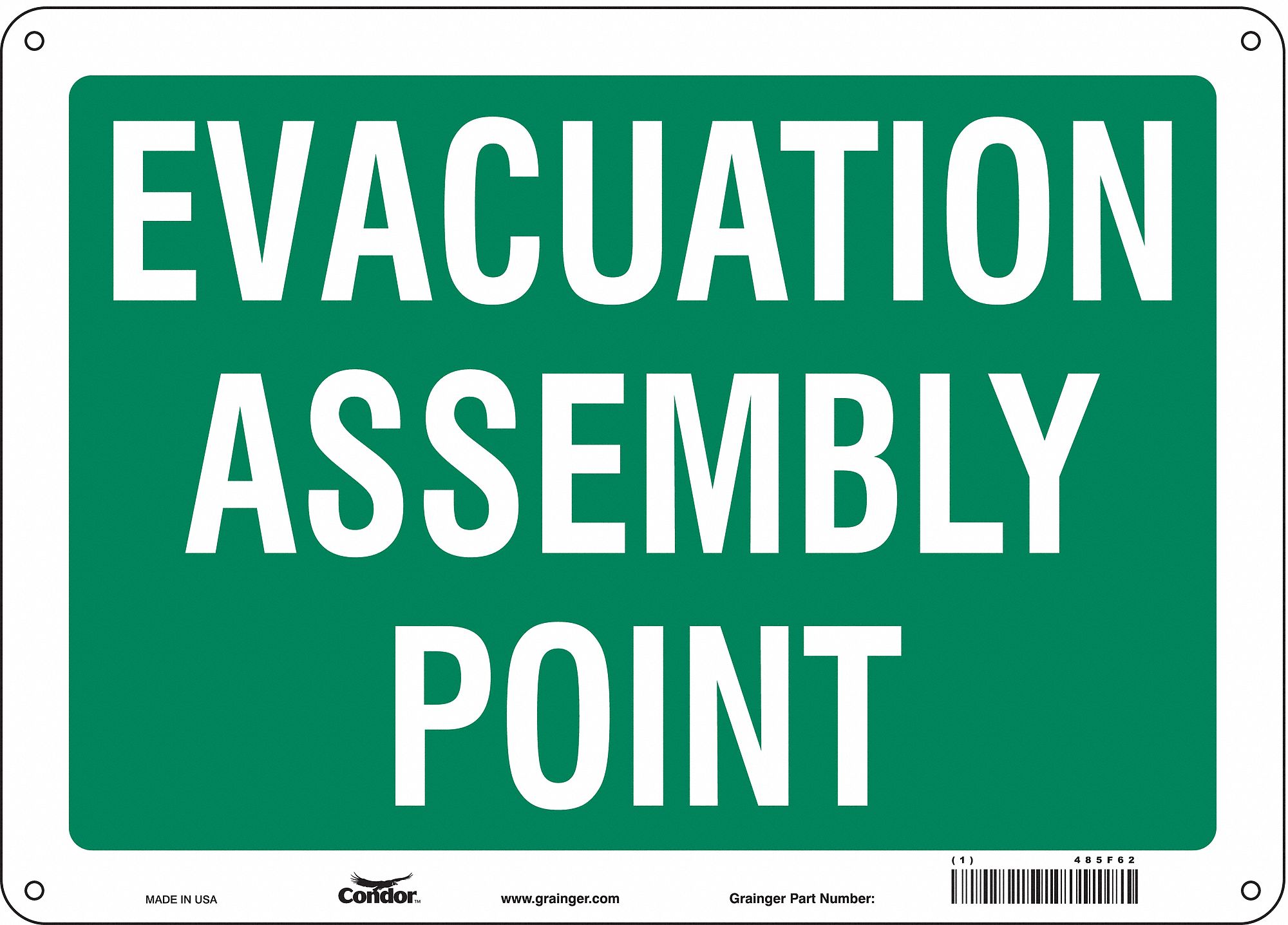 Safety Sign: Aluminum, Mounting Holes Sign Mounting, 10 in x 14 in Nominal Sign Size, 0.032 in Thick