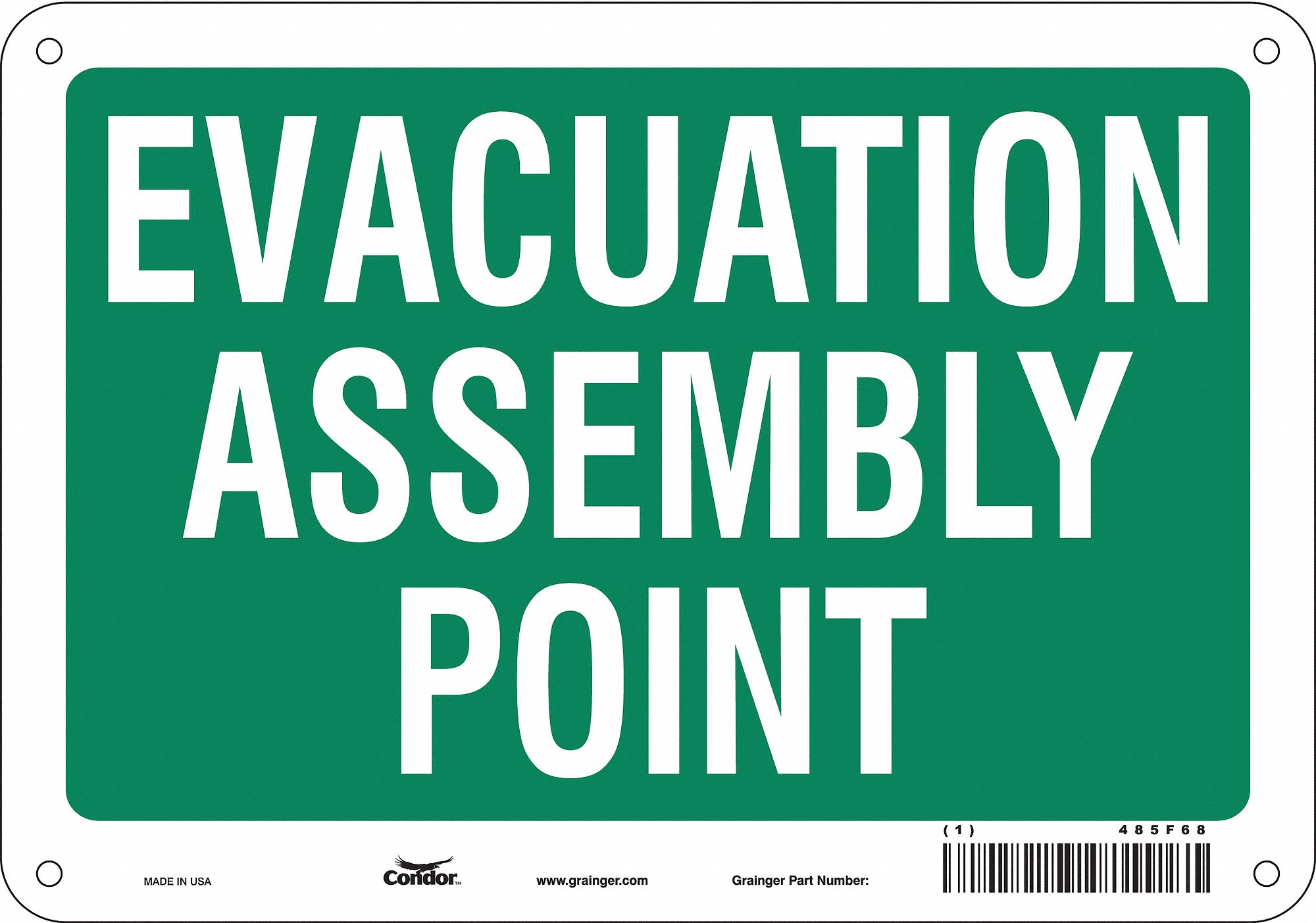 Safety Sign: Polyethylene, Mounting Holes Sign Mounting, 7 in x 10 in Nominal Sign Size, No Header
