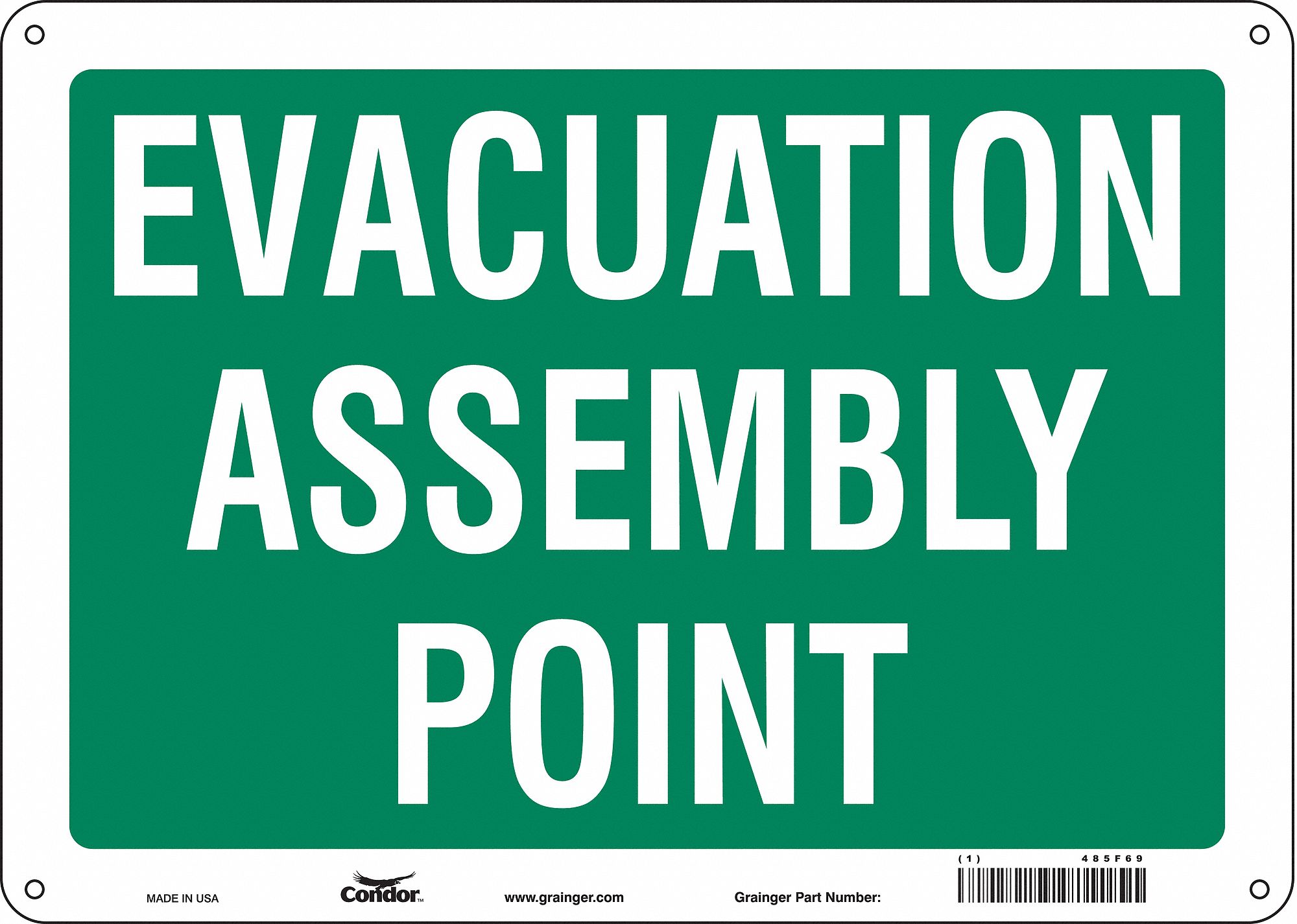 Safety Sign: Polyethylene, Mounting Holes Sign Mounting, 10 in x 14 in Nominal Sign Size, No Header