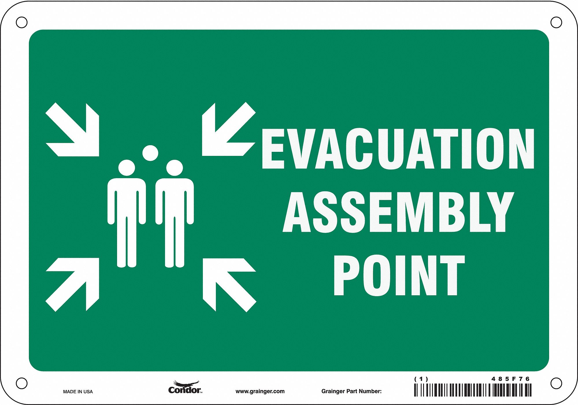 Safety Sign: Aluminum, Mounting Holes Sign Mounting, 7 in x 10 in Nominal Sign Size, 0.032 in Thick