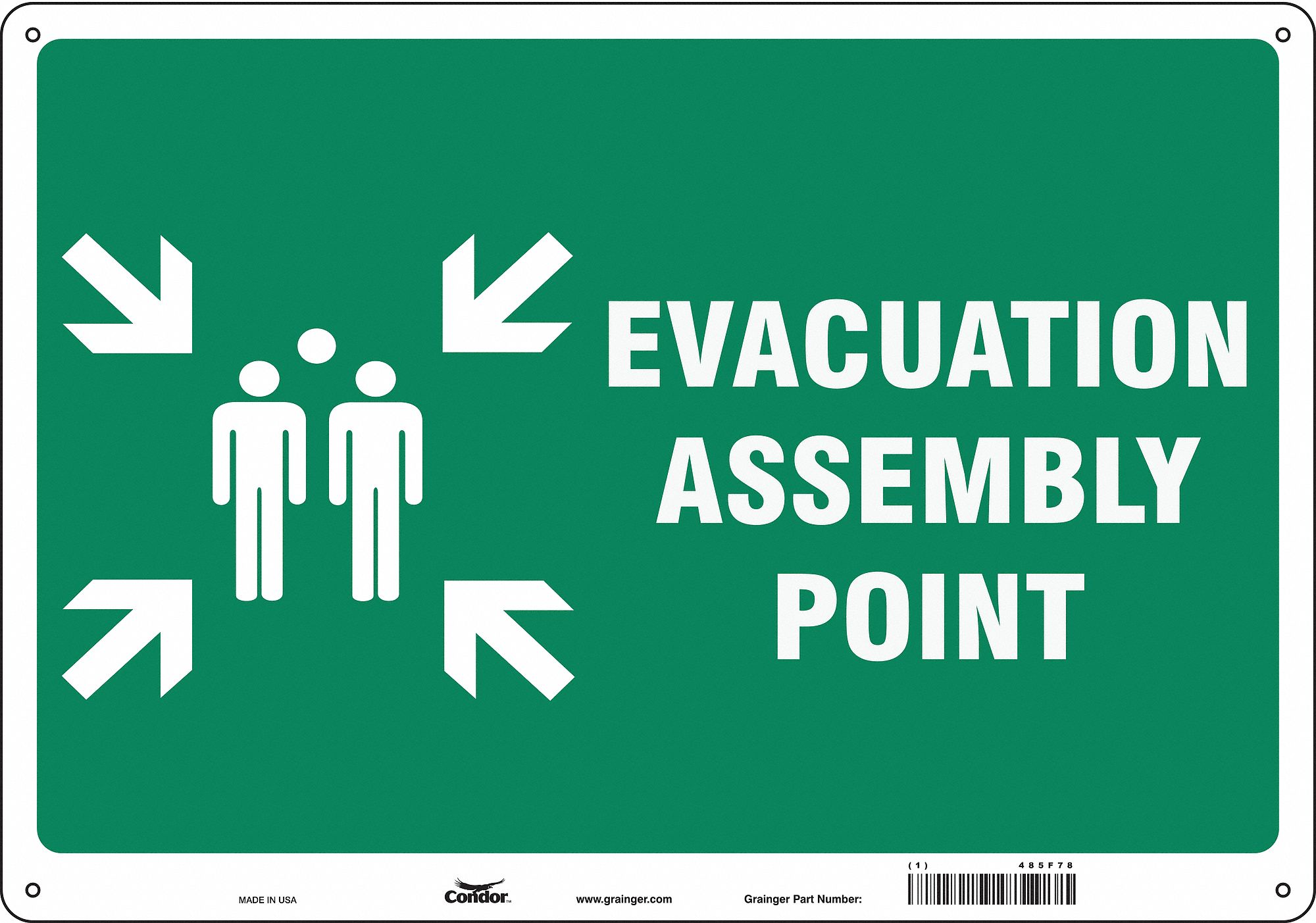 Safety Sign: Aluminum, Mounting Holes Sign Mounting, 14 in x 20 in Nominal Sign Size, 0.032 in Thick