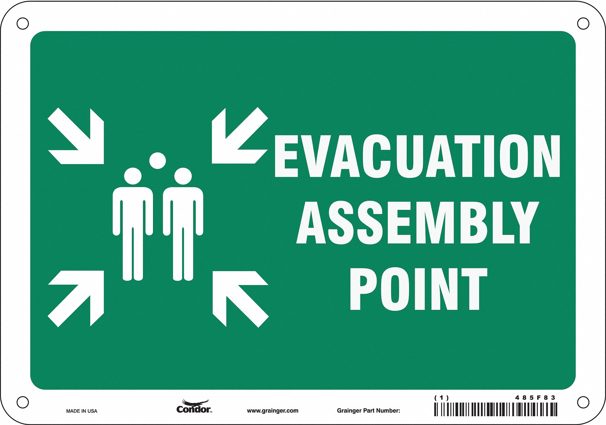 Safety Sign: Polyethylene, Mounting Holes Sign Mounting, 7 in x 10 in Nominal Sign Size, No Header