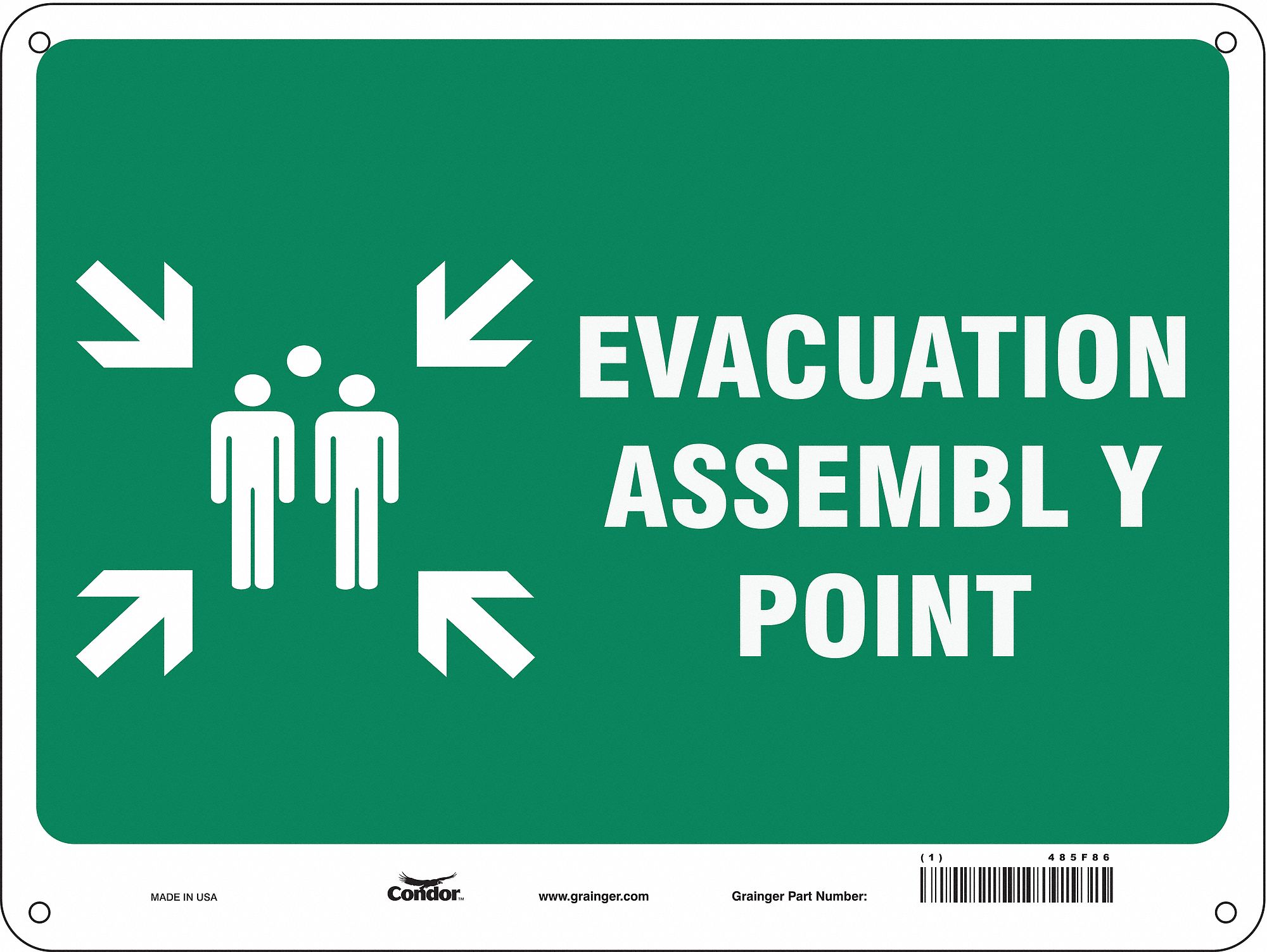Safety Sign: Polyethylene, Mounting Holes Sign Mounting, 18 in x 24 in Nominal Sign Size, No Header