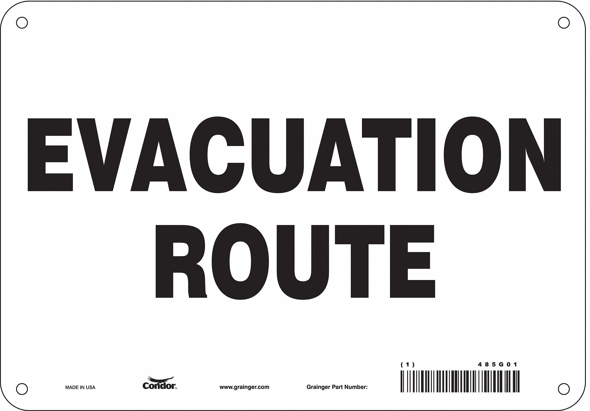 Safety Sign: Polyethylene, Mounting Holes Sign Mounting, 7 in x 10 in Nominal Sign Size