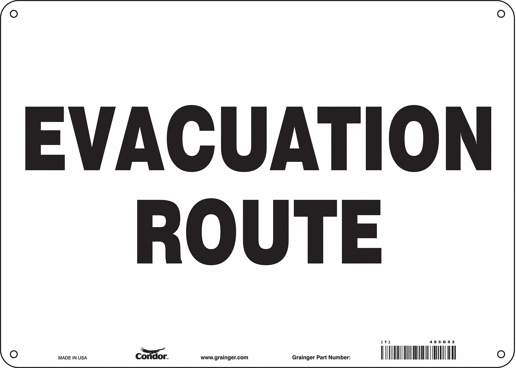Safety Sign: Polyethylene, Mounting Holes Sign Mounting, 10 in x 14 in Nominal Sign Size